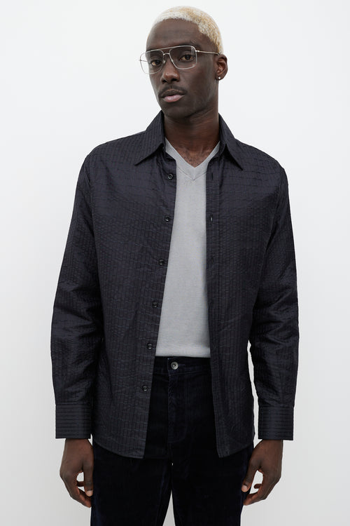 Saint Laurent Navy Textured Button Up Shirt