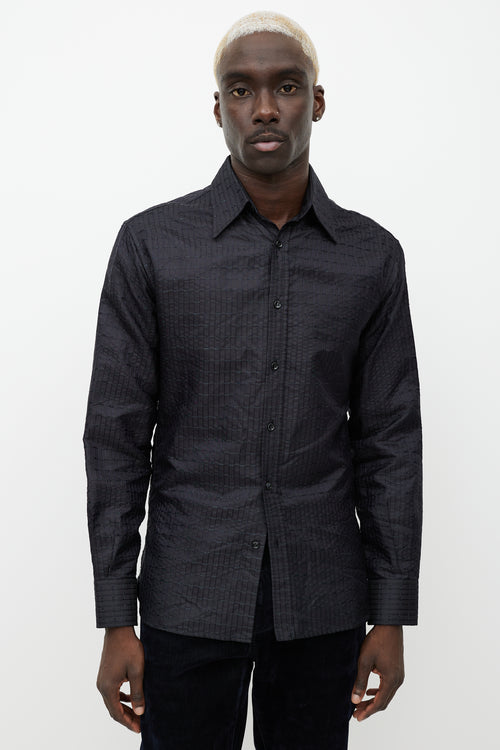 Saint Laurent Navy Textured Button Up Shirt