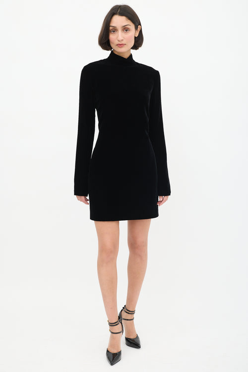 Saint Laurent Black Velvet Open Back Midi Dress