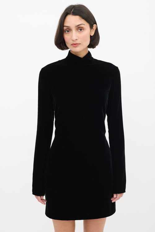 Saint Laurent Black Velvet Open Back Midi Dress