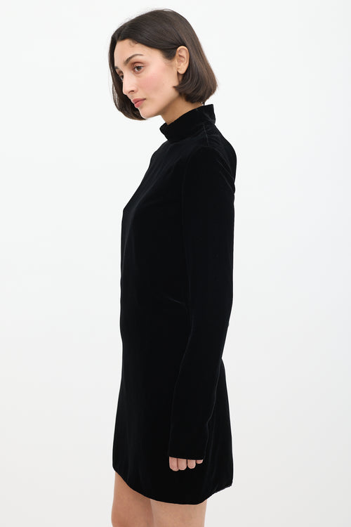 Saint Laurent Black Velvet Open Back Midi Dress