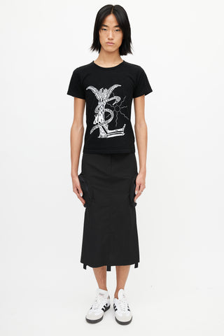 Saint Laurent Black 
White Logo T-Shirt