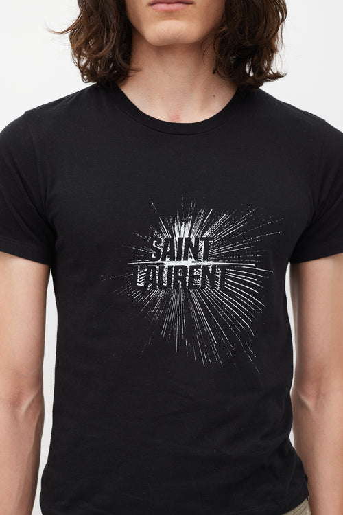 Saint Laurent Black 
White Logo T-Shirt