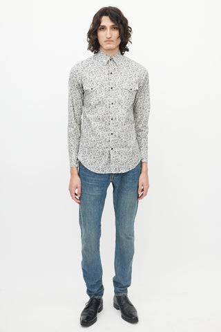 Saint Laurent Black 
White Paisley Western Shirt