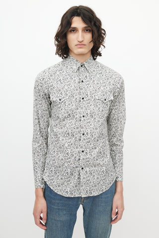 Saint Laurent Black 
White Paisley Western Shirt