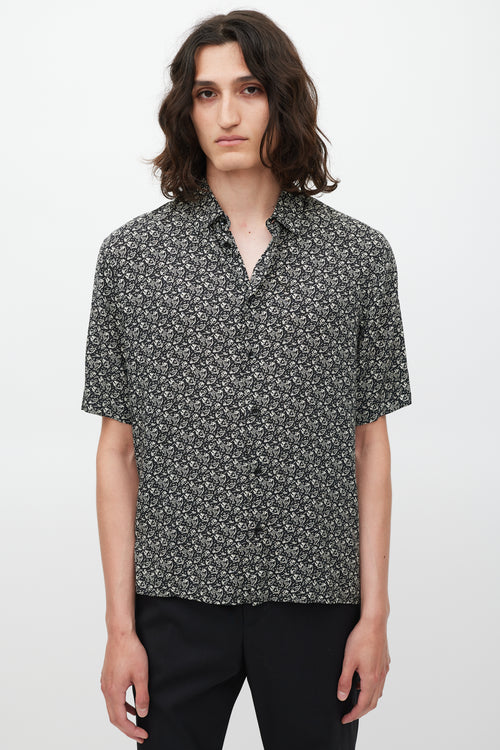 Saint Laurent Black 
White Patterned Shirt