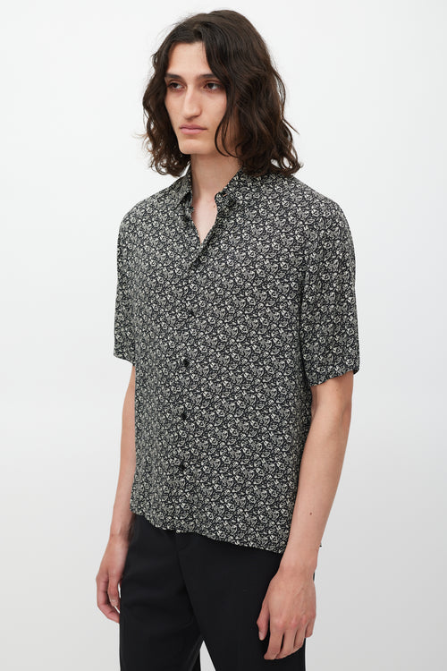 Saint Laurent Black 
White Patterned Shirt