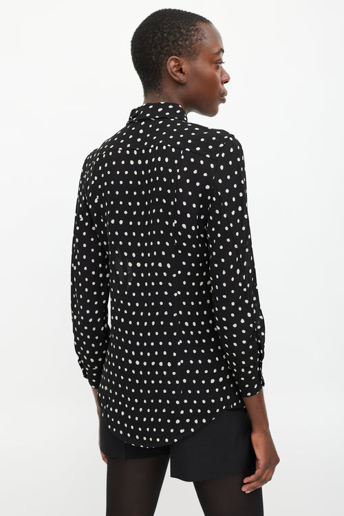 Saint Laurent Black 
White Sheer Polka Dot Blouse