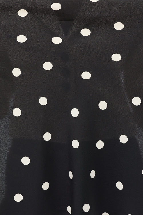 Saint Laurent Black 
White Polka Dot Scarf