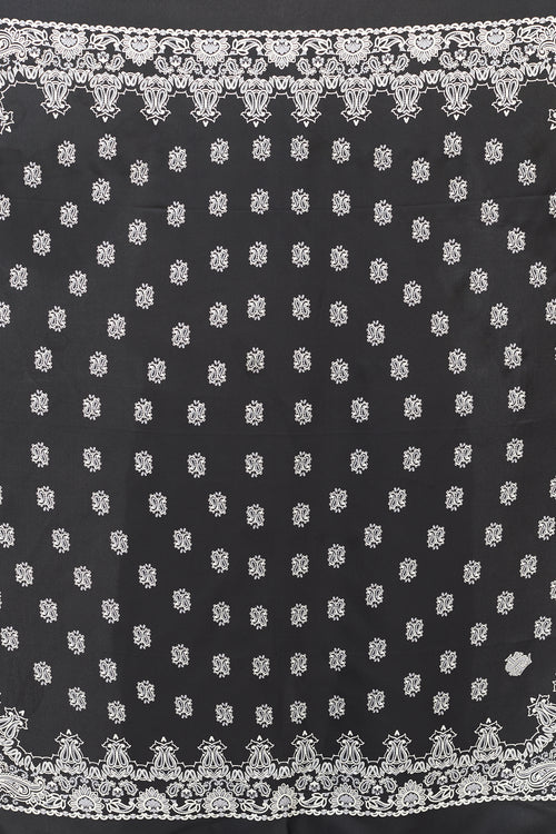 Saint Laurent Black 
White Silk Paisley Bandana