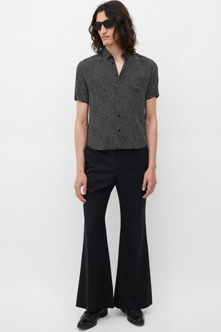 Saint Laurent Black 
White Silk Polka Dot Shirt