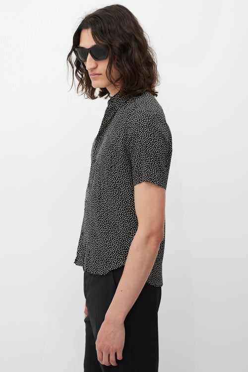 Saint Laurent Black 
White Silk Polka Dot Shirt