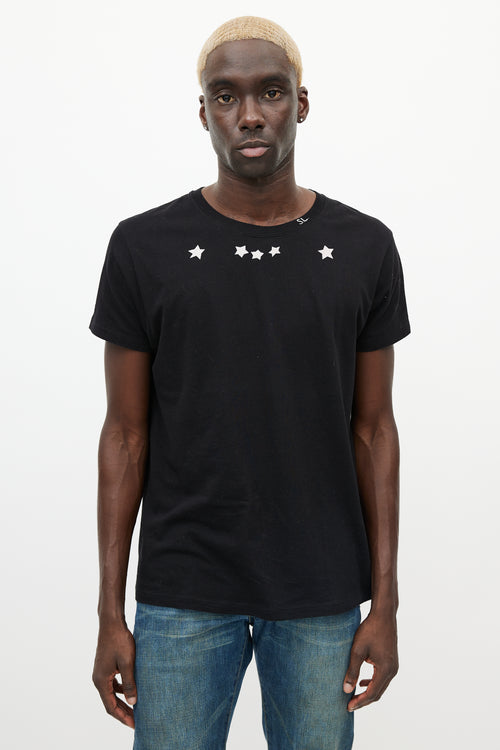 Saint Laurent Black 
White Star Logo T-Shirt