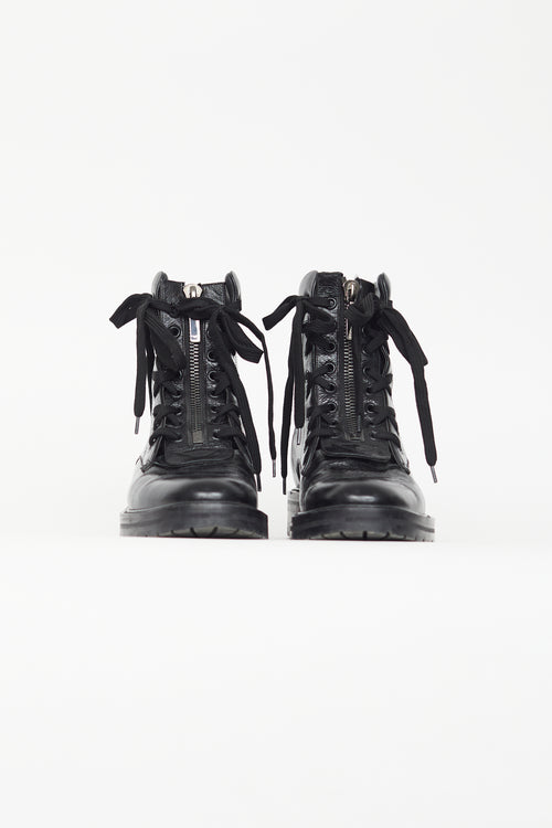 Saint Laurent Black William Crinkled Combat Boot