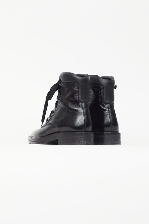 Saint Laurent Black William Crinkled Combat Boot