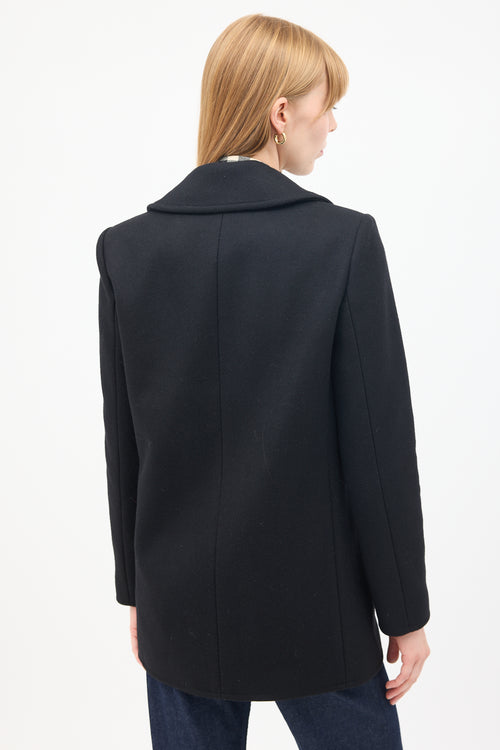 Saint Laurent Black Wool Double Breasted Pea Coat