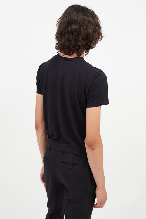 Saint Laurent Black Wool Embroidered Logo T-Shirt