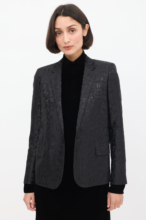 Saint Laurent Black Wool Jacquard One Button Blazer