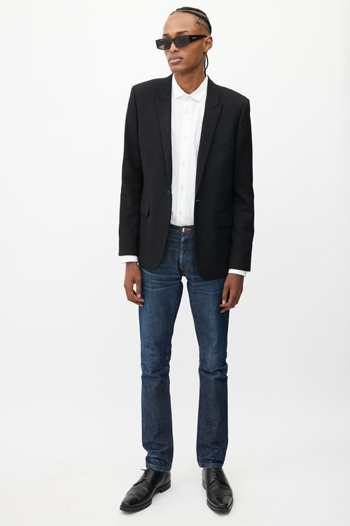 Saint Laurent Black Wool Peak Lapel Blazer