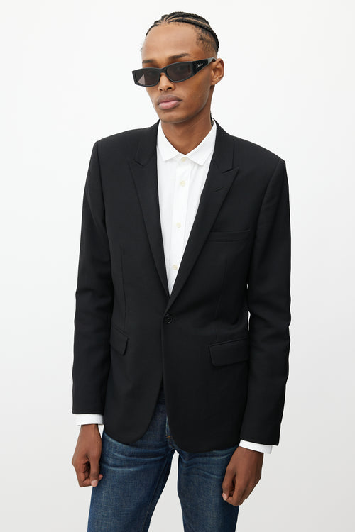 Saint Laurent Black Wool Peak Lapel Blazer