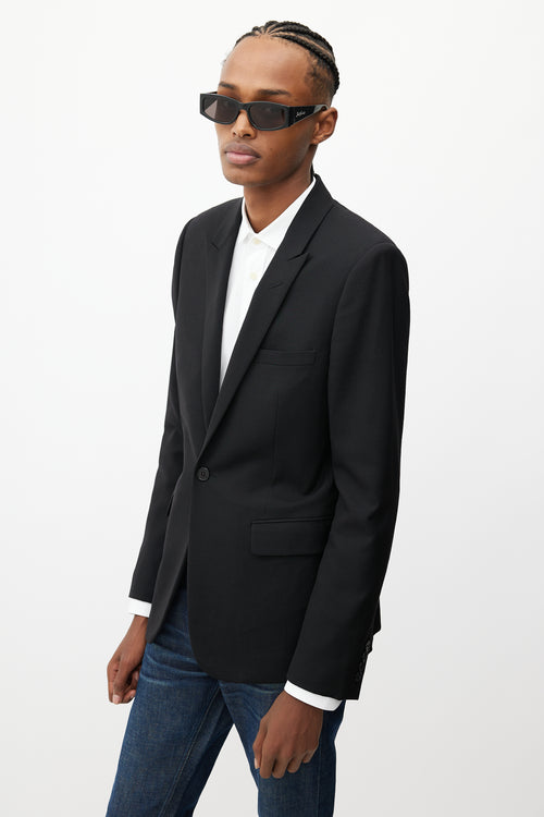 Saint Laurent Black Wool Peak Lapel Blazer