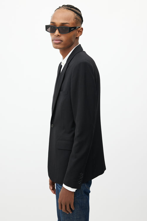 Saint Laurent Black Wool Peak Lapel Blazer