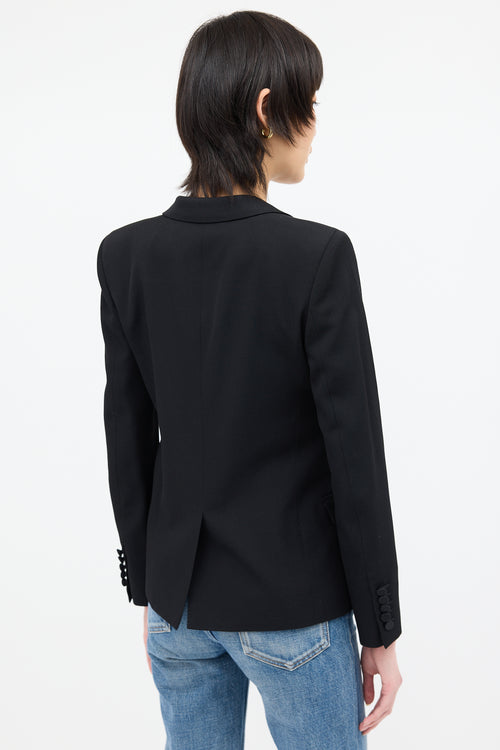 Saint Laurent Black Wool 
Satin Lapel Tuxedo Blazer