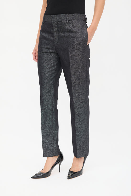 Saint Laurent Black Wool Sparkly Tapered Trouser