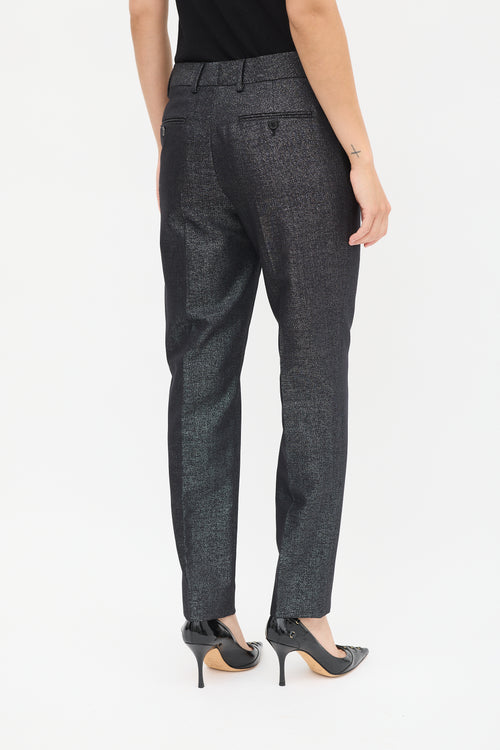 Saint Laurent Black Wool Sparkly Tapered Trouser