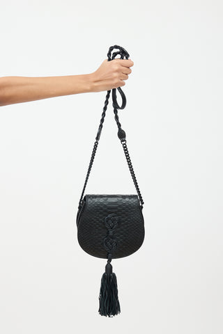 Saint Laurent Black Leather Passementerie Chain Crossbody Bag