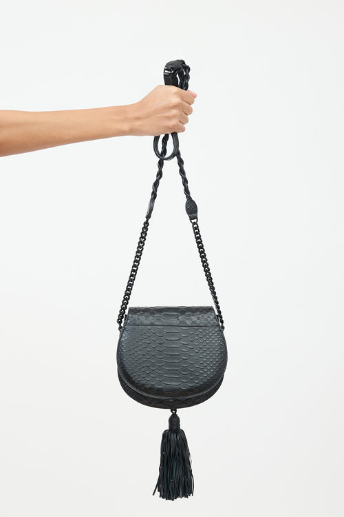 Saint Laurent Black Leather Passementerie Chain Crossbody Bag