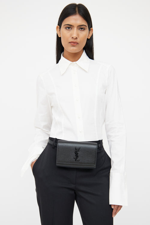 Saint Laurent Black Kate Grained Belt Bag