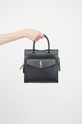 Saint Laurent Black Grained Uptown Tote