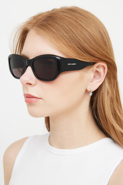 Saint Laurent SL498 Black Rectangular Sunglasses