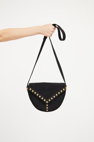 Saint Laurent Black Suede Y Studded Crossbody