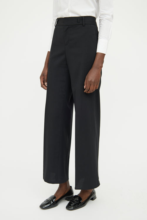 Saint Laurent Black Pleated Wide Leg Pant