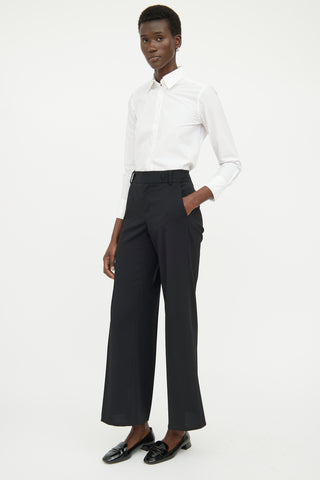 Saint Laurent Black Pleated Wide Leg Pant