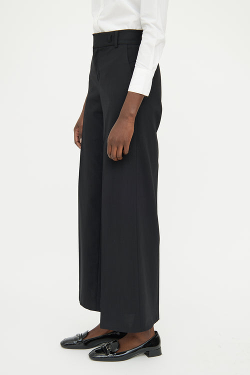 Saint Laurent Black Pleated Wide Leg Pant