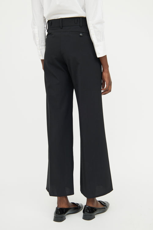 Saint Laurent Black Pleated Wide Leg Pant