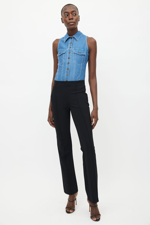 Saint Laurent Blue Denim Buttoned Bodysuit