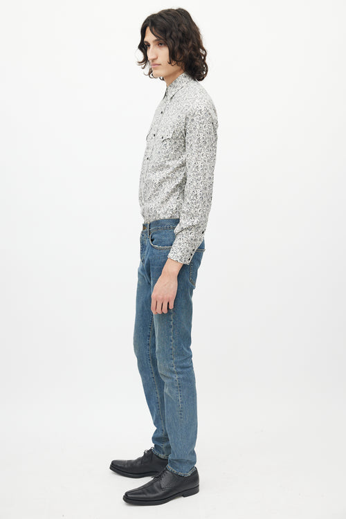 Saint Laurent Blue Denim Medium Wash Five Pocket Jeans