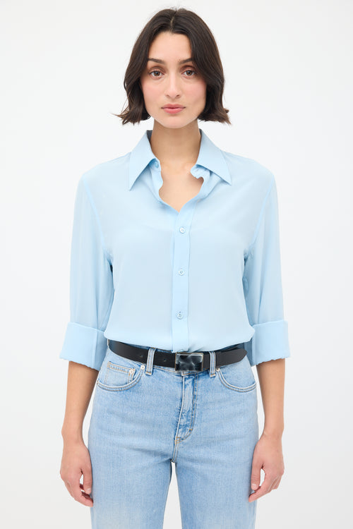 Saint Laurent Pastel Blue Long Sleeve Shirt