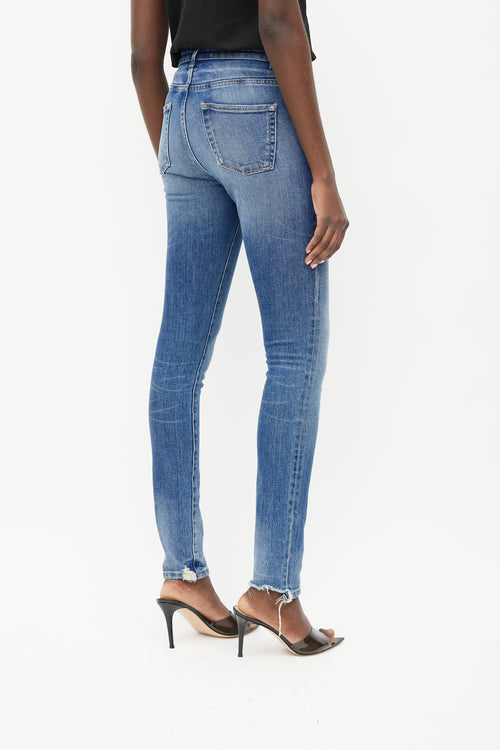 Saint Laurent Blue Mid Wash High Rise Slim Jeans