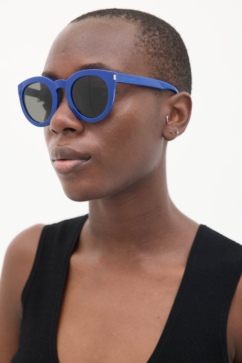 Saint Laurent Blue SL102 Circular Sunglasses