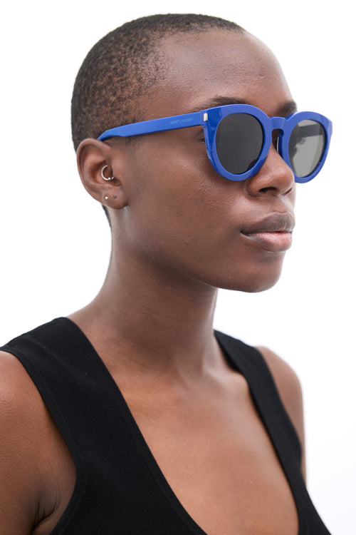 Saint Laurent Blue SL102 Circular Sunglasses