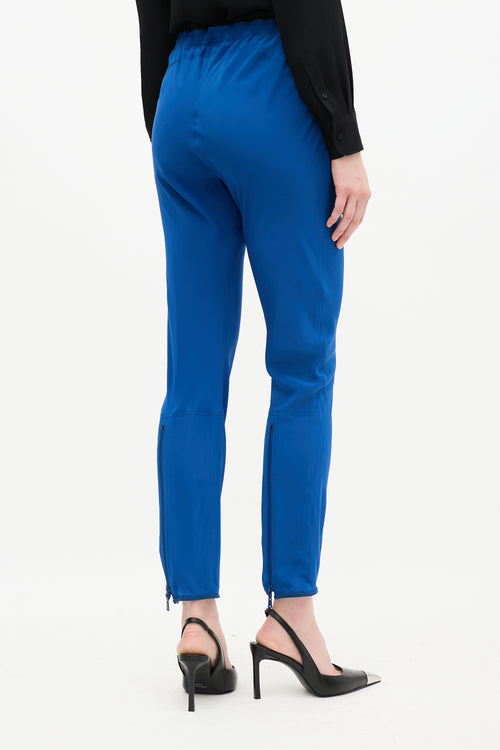 Saint Laurent Blue Silk Zip Pants