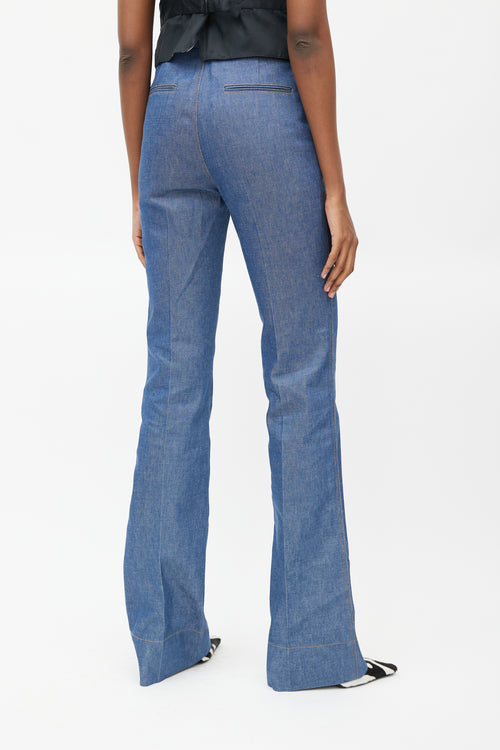 Saint Laurent Blue Straight Leg Pleated Denim Jeans