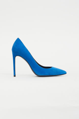 Saint Laurent Blue Zoe Suede Pump