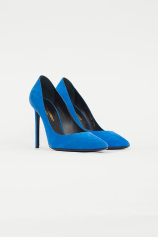 Saint Laurent Blue Zoe Suede Pump