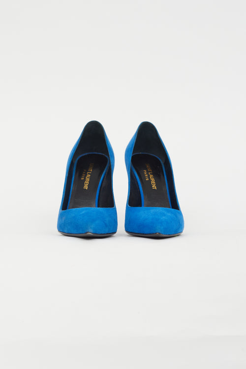 Saint Laurent Blue Zoe Suede Pump